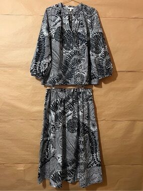Ann Mashburn | Matching Set Sienna Top & Miranda Skirt Block Print Cotton Size L